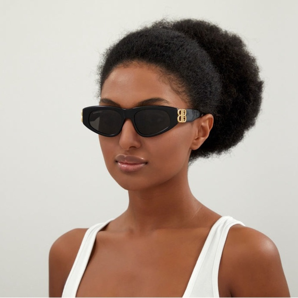 Balenciaga Black and Gold Sunglasses